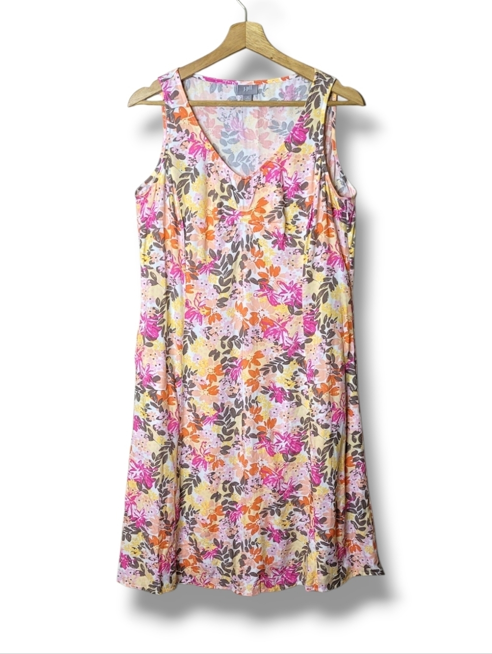 J. Jill Floral Sleeveless Summer Dress Pockets Size 10P